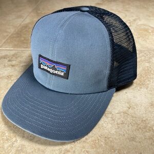 Patagonia P-6 Logo Trucker Snap Back Hat Blue